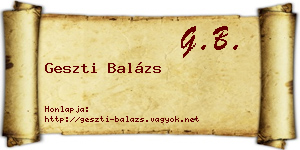 Geszti Balázs névjegykártya