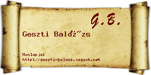 Geszti Balázs névjegykártya
